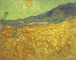 Пшеничное поле с жнецом и солнцем